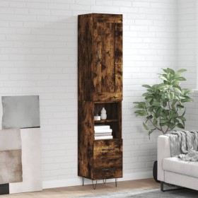 Aparador de madera contrachapada roble ahumado 34,5x34x180 cm de vidaXL, Aparadores - Ref: Foro24-3200294, Precio: 98,99 €, D...