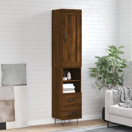 Aparador alto madera contrachapada roble marrón 34,5x34x180 cm de vidaXL, Aparadores - Ref: Foro24-3200296, Precio: 102,29 €,...