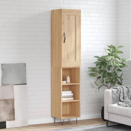 Aparador de madera contrachapada roble Sonoma 34,5x34x180 cm de vidaXL, Aparadores - Ref: Foro24-3200356, Precio: 80,73 €, De...