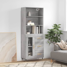 Aparador alto madera contrachapada gris sonoma 69,5x34x180 cm de vidaXL, Aparadores - Ref: Foro24-3189491, Precio: 152,99 €, ...