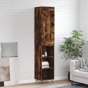 Aparador de madera contrachapada roble ahumado 34,5x34x180 cm de vidaXL, Aparadores - Ref: Foro24-3200302, Precio: 83,99 €, D...