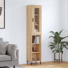 Aparador de madera contrachapada roble Sonoma 34,5x34x180 cm de vidaXL, Aparadores - Ref: Foro24-3199380, Precio: 92,99 €, De...