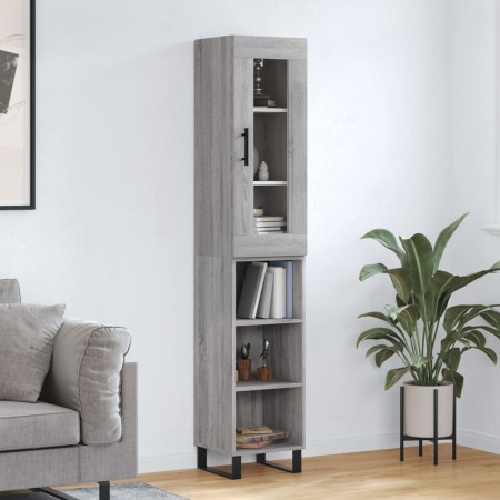 Tall Sonoma gray plywood sideboard 34.5x34x180 cm by vidaXL, Sideboards - Ref: Foro24-3199391, Price: 95,99 €, Discount: %