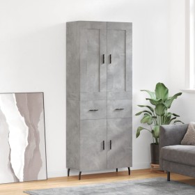 Aparador alto madera contrachapada gris hormigón 69,5x34x180 cm de vidaXL, Aparadores - Ref: Foro24-3199893, Precio: 147,99 €...