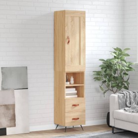 Aparador de madera contrachapada roble Sonoma 34,5x34x180 cm de vidaXL, Aparadores - Ref: Foro24-3200236, Precio: 99,99 €, De...