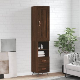 Aparador alto madera contrachapada roble marrón 34,5x34x180 cm de vidaXL, Aparadores - Ref: Foro24-3200240, Precio: 109,60 €,...