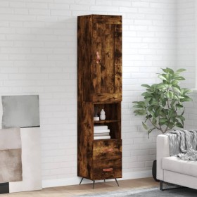 Aparador de madera contrachapada roble ahumado 34,5x34x180 cm de vidaXL, Aparadores - Ref: Foro24-3200238, Precio: 99,99 €, D...