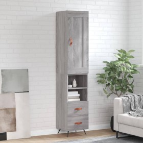 Aparador alto madera contrachapada gris Sonoma 34,5x34x180 cm de vidaXL, Aparadores - Ref: Foro24-3200239, Precio: 102,99 €, ...