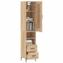 Aparador de madera contrachapada roble Sonoma 34,5x34x180 cm de vidaXL, Aparadores - Ref: Foro24-3200260, Precio: 104,99 €, D...