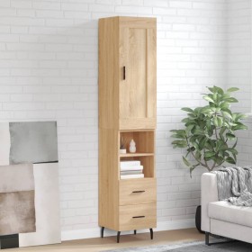 Aparador de madera contrachapada roble Sonoma 34,5x34x180 cm de vidaXL, Aparadores - Ref: Foro24-3200276, Precio: 104,99 €, D...