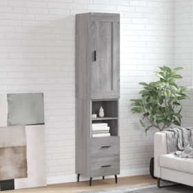 Aparador alto madera contrachapada gris Sonoma 34,5x34x180 cm de vidaXL, Aparadores - Ref: Foro24-3200279, Precio: 108,99 €, ...