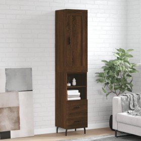 Aparador alto madera contrachapada roble marrón 34,5x34x180 cm de vidaXL, Aparadores - Ref: Foro24-3200280, Precio: 108,99 €,...