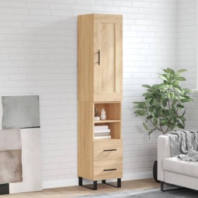 Aparador de madera contrachapada roble Sonoma 34,5x34x180 cm de vidaXL, Aparadores - Ref: Foro24-3200284, Precio: 105,99 €, D...