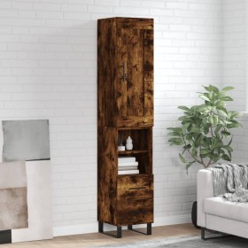 Aparador de madera contrachapada roble ahumado 34,5x34x180 cm de vidaXL, Aparadores - Ref: Foro24-3200286, Precio: 105,99 €, ...