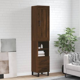 Aparador alto madera contrachapada roble marrón 34,5x34x180 cm de vidaXL, Aparadores - Ref: Foro24-3200288, Precio: 110,99 €,...