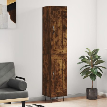 Aparador de madera contrachapada roble ahumado 34,5x34x180 cm de vidaXL, Aparadores - Ref: Foro24-3200486, Precio: 94,99 €, D...