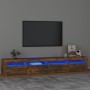 Mueble de TV con luces LED color roble ahumado 240x35x40 cm de vidaXL, Muebles TV - Ref: Foro24-3152727, Precio: 158,81 €, De...