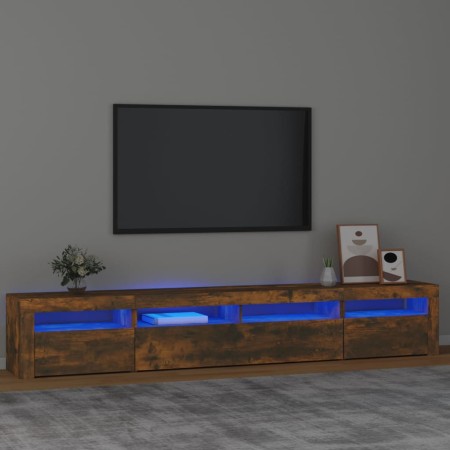 Mueble de TV con luces LED color roble ahumado 240x35x40 cm de vidaXL, Muebles TV - Ref: Foro24-3152727, Precio: 158,40 €, De...