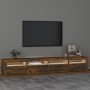 Mueble de TV con luces LED color roble ahumado 240x35x40 cm de vidaXL, Muebles TV - Ref: Foro24-3152727, Precio: 158,40 €, De...