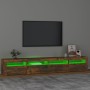 Mueble de TV con luces LED color roble ahumado 240x35x40 cm de vidaXL, Muebles TV - Ref: Foro24-3152727, Precio: 158,40 €, De...