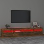 Mueble de TV con luces LED color roble ahumado 240x35x40 cm de vidaXL, Muebles TV - Ref: Foro24-3152727, Precio: 158,40 €, De...