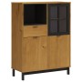 High sideboard with glass door FLAM pine wood 92x40x122.5 cm by vidaXL, Sideboards - Ref: Foro24-357829, Price: 234,11 €, Dis...