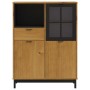 High sideboard with glass door FLAM pine wood 92x40x122.5 cm by vidaXL, Sideboards - Ref: Foro24-357829, Price: 234,96 €, Dis...