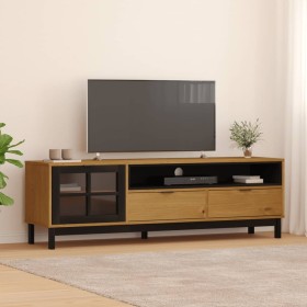 TV stand with glass door FLAM pine wood 158x40x50 cm by vidaXL, TV Furniture - Ref: Foro24-357821, Price: 178,20 €, Discount: %