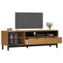 TV stand with glass door FLAM pine wood 158x40x50 cm by vidaXL, TV Furniture - Ref: Foro24-357821, Price: 178,32 €, Discount: %