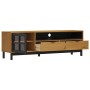 TV stand with glass door FLAM pine wood 158x40x50 cm by vidaXL, TV Furniture - Ref: Foro24-357821, Price: 178,32 €, Discount: %