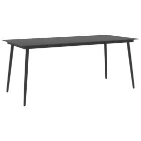 Garden dining table steel and black glass 190x90x74 cm by vidaXL, Garden tables - Ref: Foro24-313116, Price: 194,82 €, Discou...