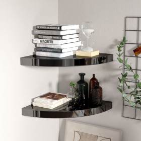 Corner floating shelf 2 pcs glossy black MDF 35x35x3.8 cm by vidaXL, Shelves and shelves - Ref: Foro24-323911, Price: 38,88 €...