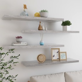 Floating wall shelves 4 units gray concrete MDF 90x23.5x3.8 cm by vidaXL, Shelves and shelves - Ref: Foro24-326605, Price: 78...