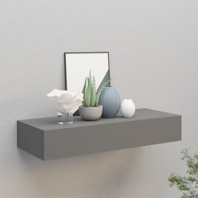 Estante con cajón de pared MDF gris 60x23,5x10 cm de vidaXL, Estantes y estanterías - Ref: Foro24-330259, Precio: 43,18 €, De...