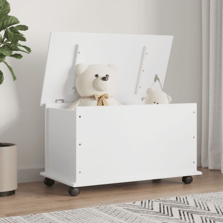 Storage trunk with wheels, TALL solid white wood 73x39.5x44 cm by vidaXL, Storage trunks - Ref: Foro24-353928, Price: 78,99 €...