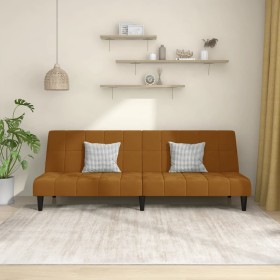 Brown velvet 2-seater sofa bed by vidaXL, Sofas - Ref: Foro24-337510, Price: 171,99 €, Discount: %