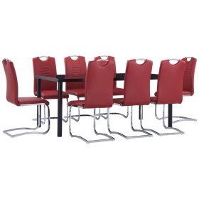 9-piece dining set in red synthetic leather by vidaXL, Furniture sets for kitchens and dining rooms - Ref: Foro24-3053123, Pr...