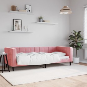 Pink velvet sofa bed 80x200 cm by vidaXL, Beds and slatted bases - Ref: Foro24-354004, Price: 212,99 €, Discount: %