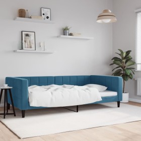 Blue velvet sofa bed 100x200 cm by vidaXL, Beds and slatted bases - Ref: Foro24-354014, Price: 221,68 €, Discount: %