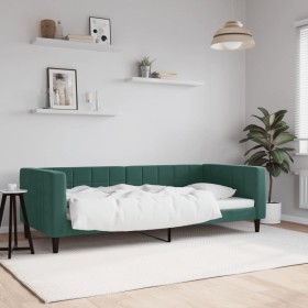 Sofá cama terciopelo verde oscuro 90x200 cm de vidaXL, Camas y somieres - Ref: Foro24-354010, Precio: 213,84 €, Descuento: %