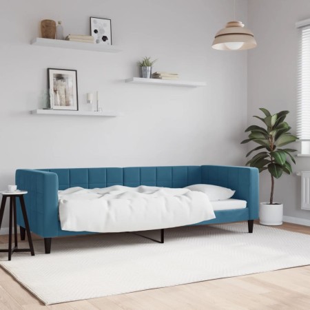 Blue velvet sofa bed 80x200 cm by vidaXL, Beds and slatted bases - Ref: Foro24-354000, Price: 208,48 €, Discount: %