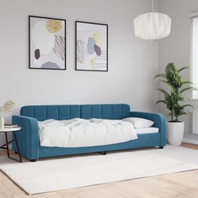 Blue velvet sofa bed 80x200 cm by vidaXL, Beds and slatted bases - Ref: Foro24-354050, Price: 228,99 €, Discount: %