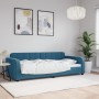 Blue velvet sofa bed 90x200 cm by vidaXL, Beds and slatted bases - Ref: Foro24-354057, Price: 216,24 €, Discount: %