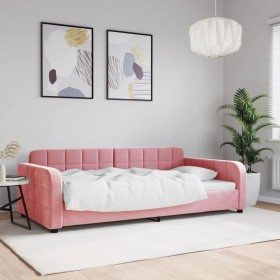 Pink velvet sofa bed 100x200 cm by vidaXL, Beds and slatted bases - Ref: Foro24-354068, Price: 219,20 €, Discount: %