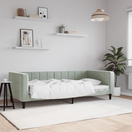 Light gray velvet sofa bed 90x200 cm by vidaXL, Beds and slatted bases - Ref: Foro24-354008, Price: 265,11 €, Discount: %