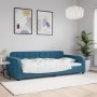 Blue velvet sofa bed 100x200 cm by vidaXL, Beds and slatted bases - Ref: Foro24-354064, Price: 226,52 €, Discount: %