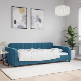 Blue velvet sofa bed 100x200 cm by vidaXL, Beds and slatted bases - Ref: Foro24-354064, Price: 218,59 €, Discount: %