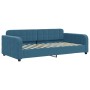 Blue velvet sofa bed 100x200 cm by vidaXL, Beds and slatted bases - Ref: Foro24-354064, Price: 226,52 €, Discount: %