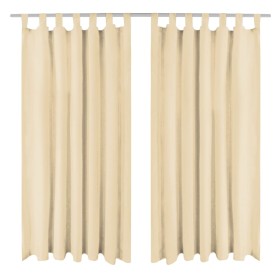 Micro-satin curtains with loops 2 units 140x225 cm beige by vidaXL, Curtains and curtains - Ref: Foro24-132217, Price: 24,99 ...