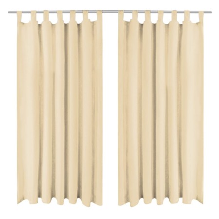 Micro-satin curtains with loops 2 units 140x225 cm beige by vidaXL, Curtains and curtains - Ref: Foro24-132217, Price: 24,99 ...